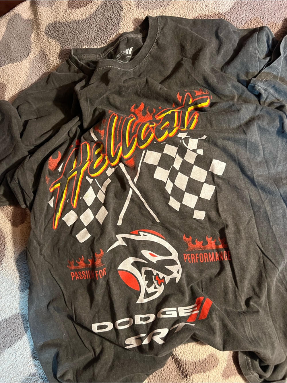 Oversized Dodge SRT Black Short-Sleeve Tee with Racing Graphic